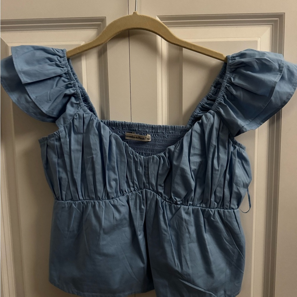 Abercrombie & Fitch Light Blue Ruffled Blouse